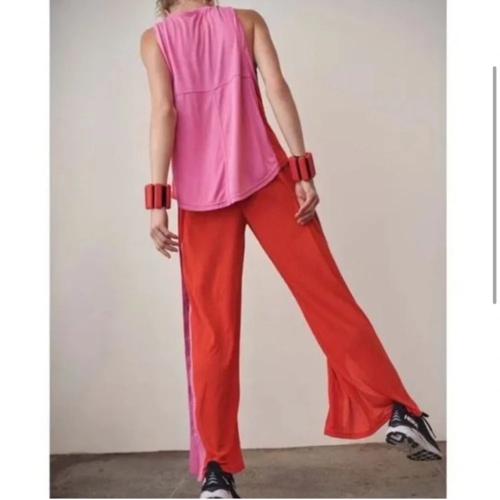 Free People Movement TrackSuit Nothing But Net Activewear Loungewear Pink Orange - Picture 2 of 13